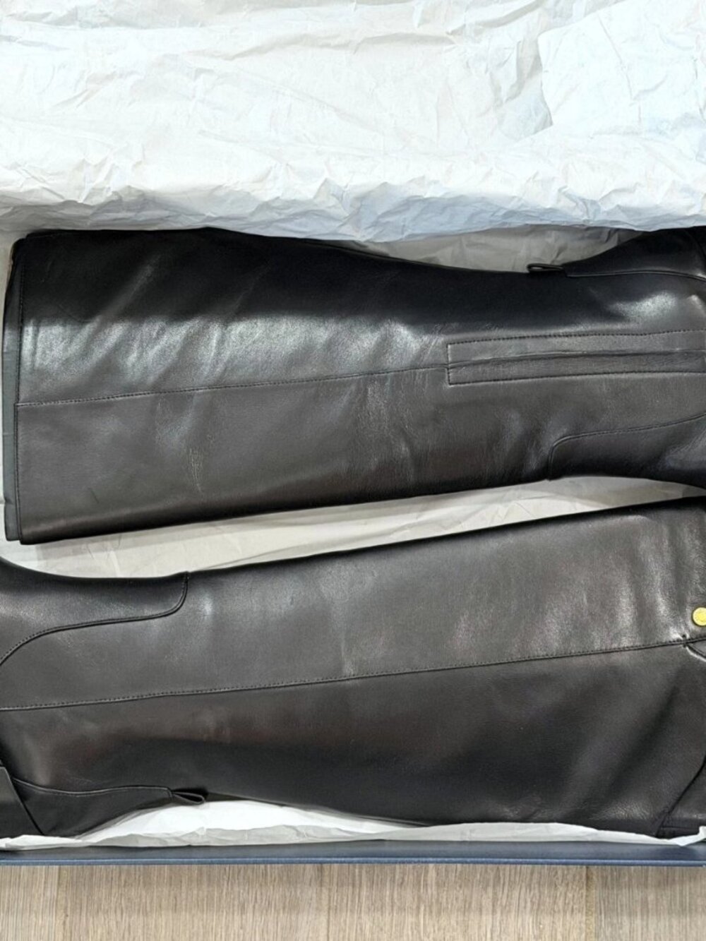 NIB Cole Haan Chrystie Black Leather Knee High Boots 8B Square Toe